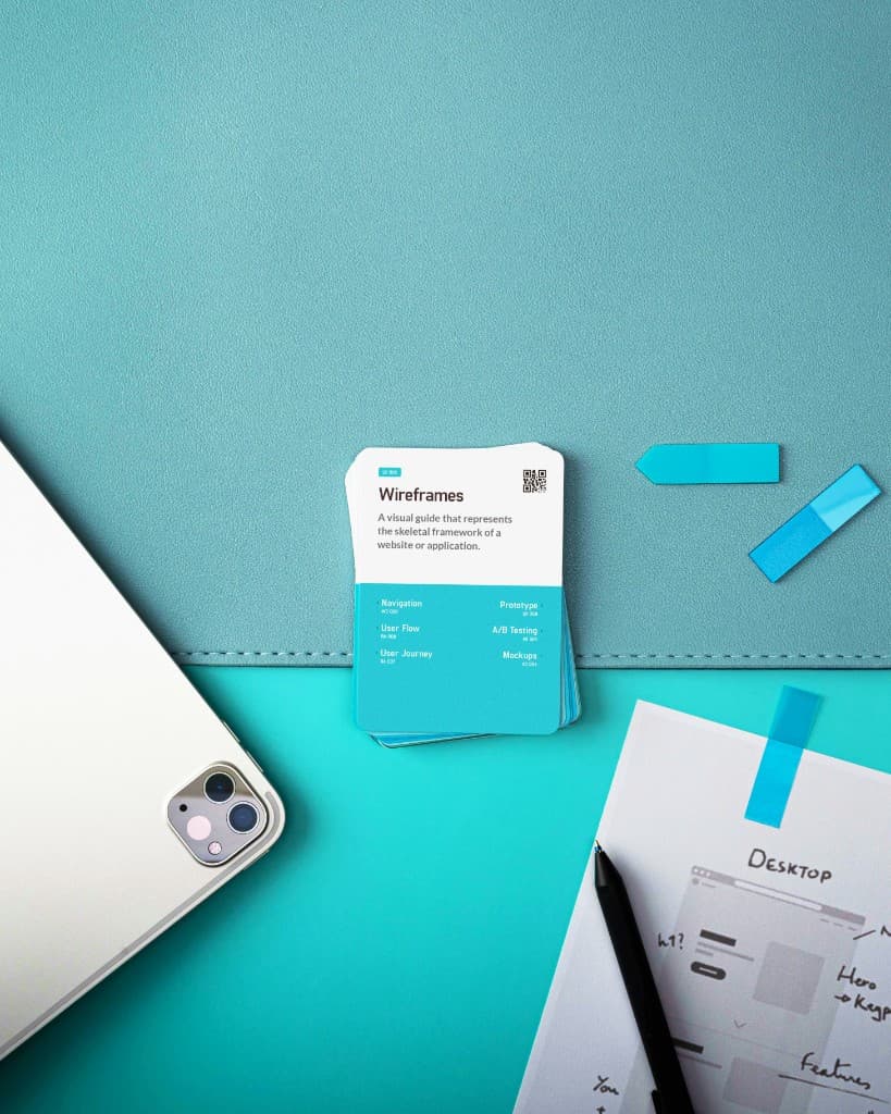 Design workspace with color swatches and development screens